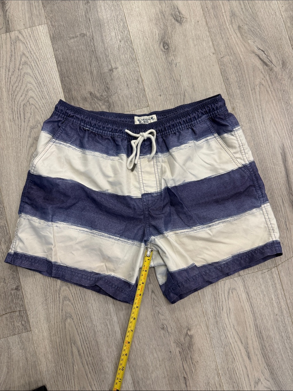 American Eagle Outfitters Navy and White Striped Swim Trunks